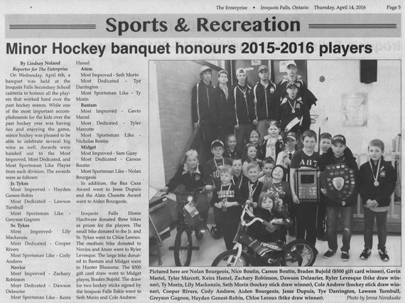 Lawson Receives ESSO Award for Most Dedicated Player