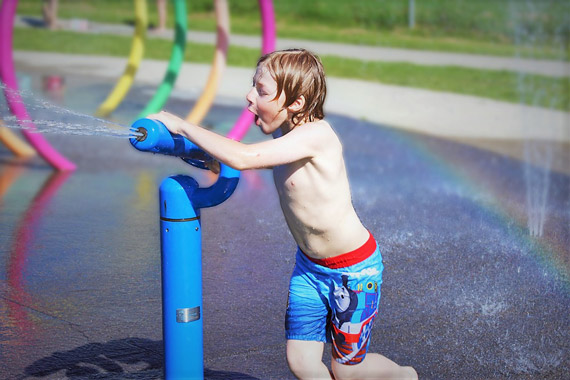 Lawson Playing at the Water Park in Kirkland Lake.